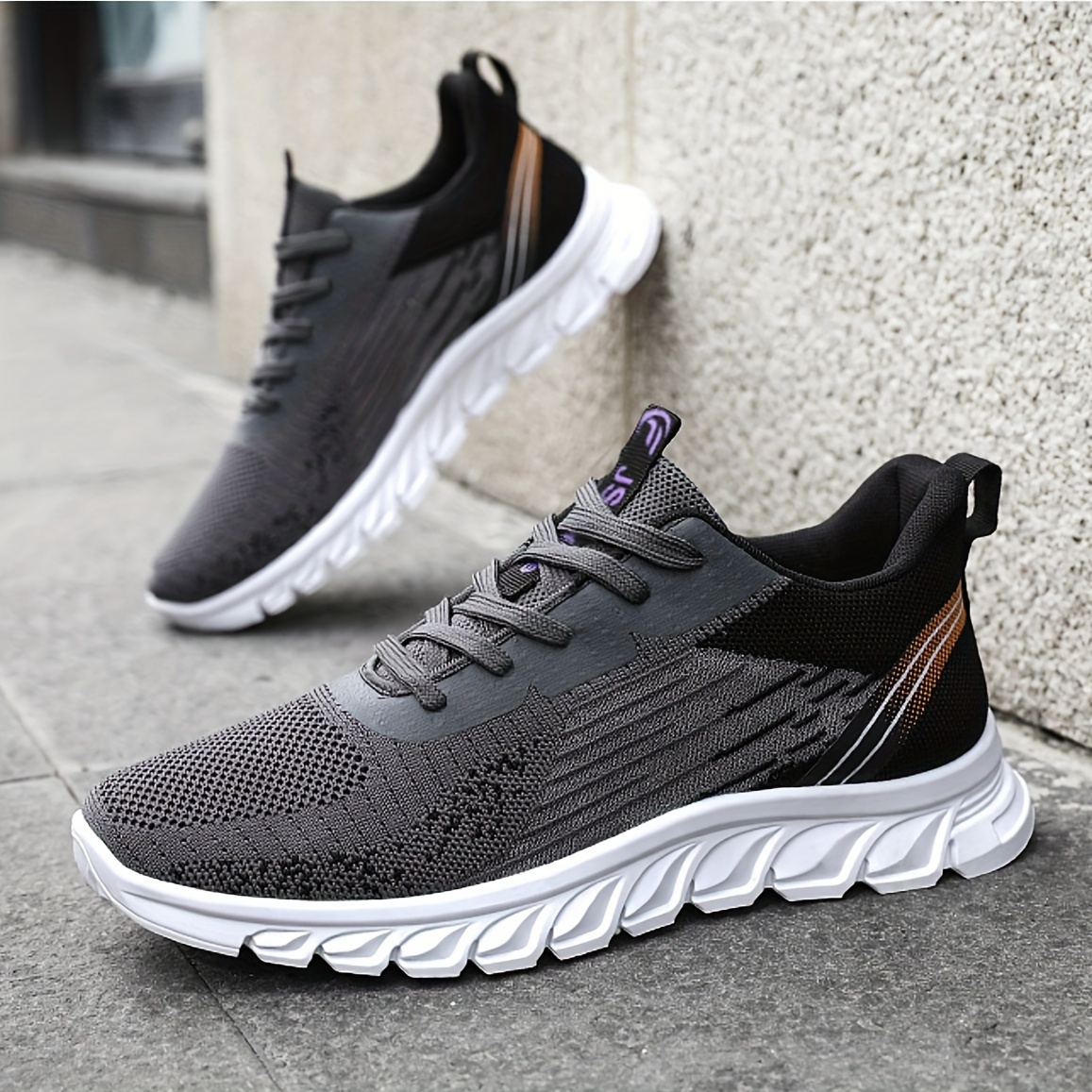 running shoes men s woven knit breathable good shock details 7