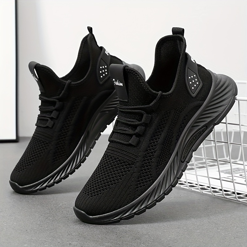 running shoes men s trendy solid woven knit breathable comfy details 5