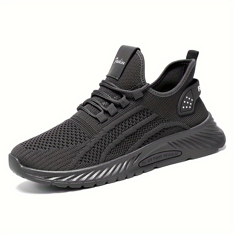 running shoes men s trendy solid woven knit breathable comfy details 8