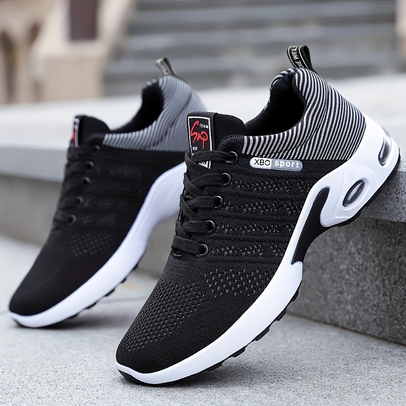 running shoes men s trendy woven knit breathable air cushion details 0