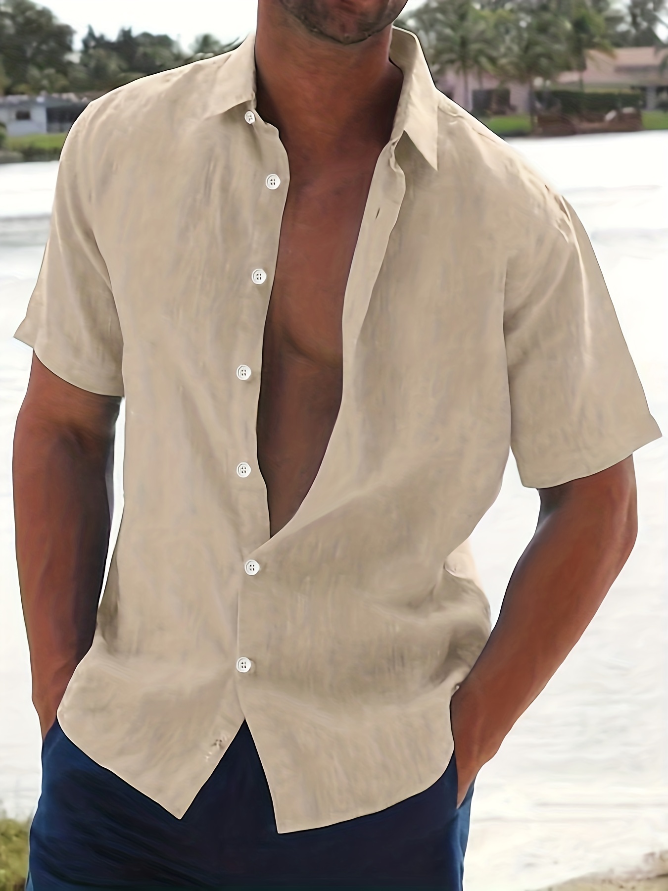 Men's Comfy Short Sleeve Shirt - Versatile for Beach, Resort, and Business Wear